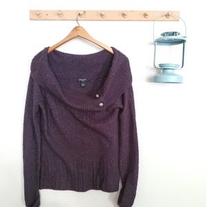 NINE WEST Dark Gray & Silver Cowl Neck Sweater